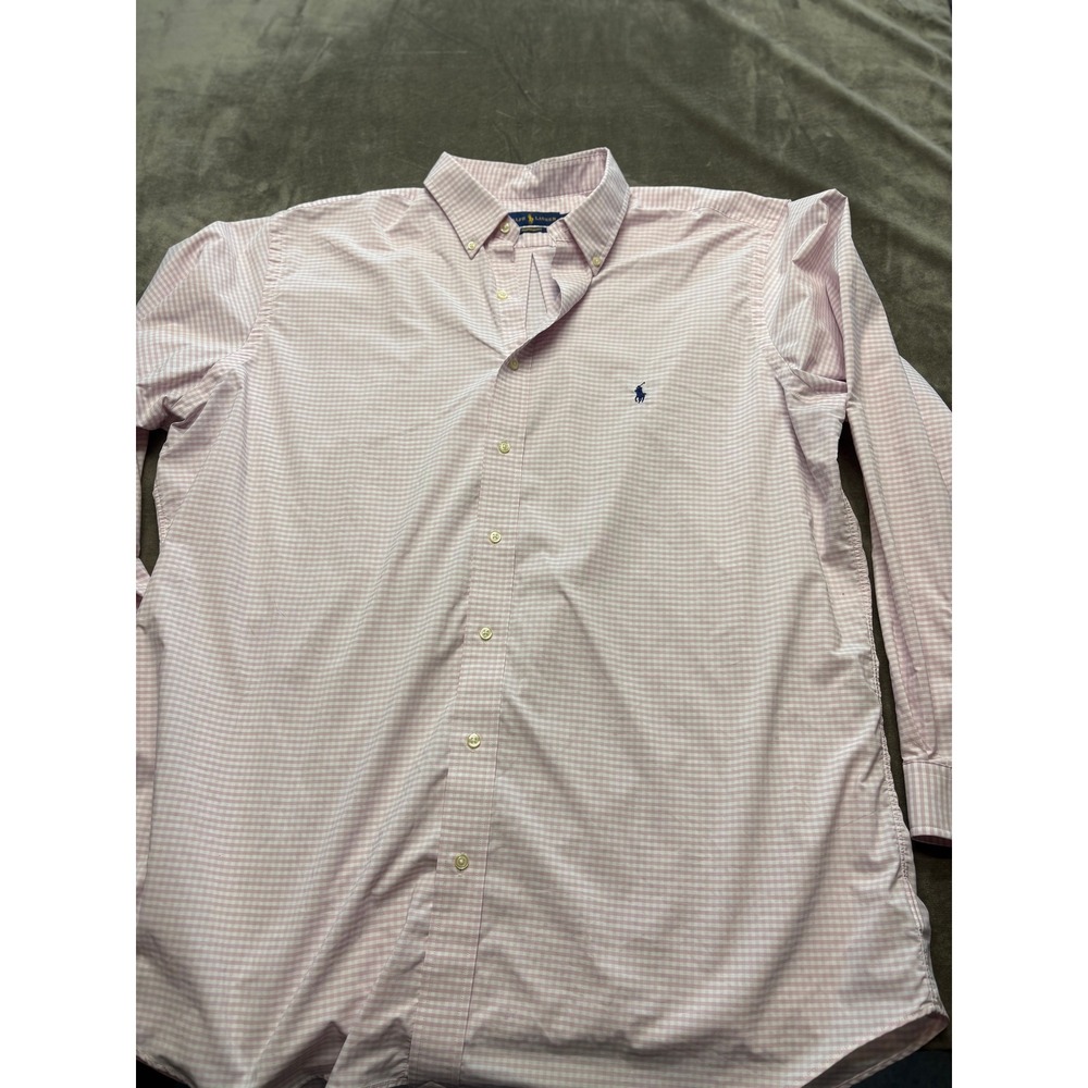Ralph Lauren Performance Gingham Button Down Shirt Mens 2XLT Pink Long Sleeve
